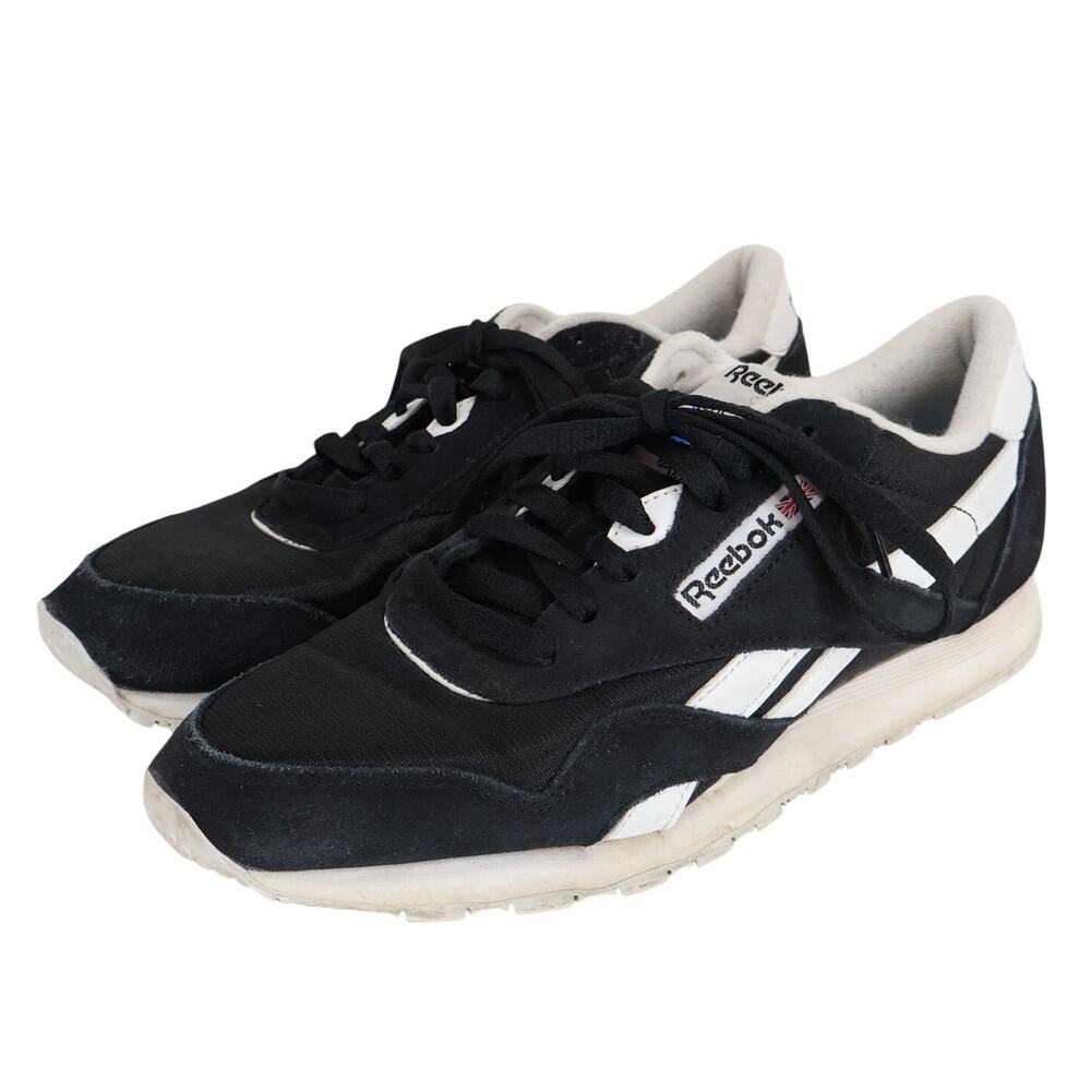 Reebok Unisex Classic Nylon Sneakers Black White Size M 7.5 W9